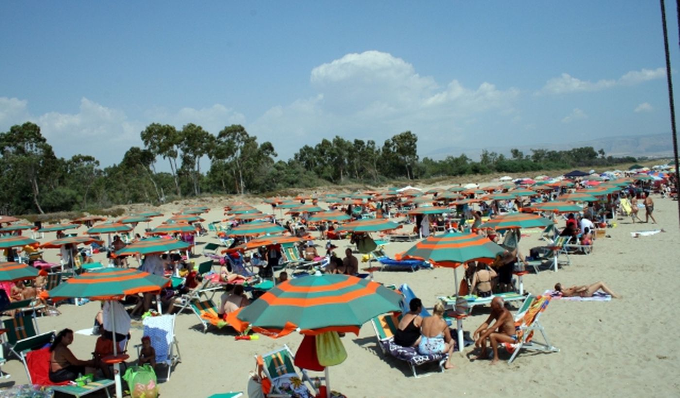 Beach with beach umbrella
